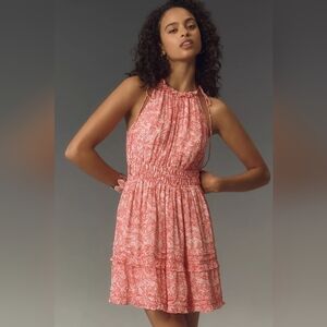 Anthropologie Red Paisley Mini Dress